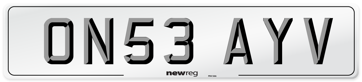 ON53 AYV Number Plate from New Reg